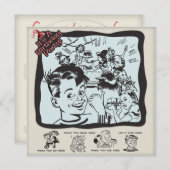 Lustiges Retro Kindergeburtstag-Party Einladung (Vorne/Hinten)