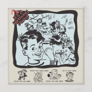 Lustiges Retro Kindergeburtstag-Party Einladung