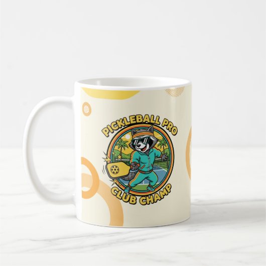 Lustiges Retro-Pickleball-Waschbär-Geschenk Kaffeetasse (Links)