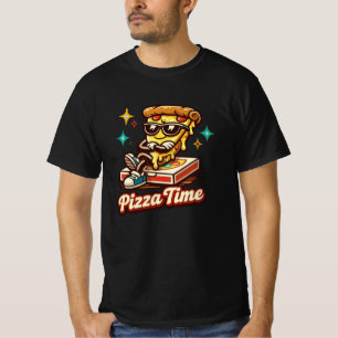 Lustiges Retro-Pizza-Time-Shirt – Süße Cartoon-Piz T-Shirt