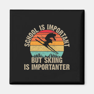 Lustiges Retro Skifahren Ist Wichtiger Schnee Berg Magnet