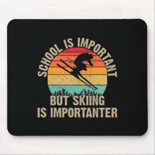 Lustiges Retro-Skifahren Ist Wichtiger Schnee Berg Mousepad