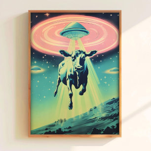 Lustiges Retro-UFO-Poster UFO-Entführungs-Kunst Lu Poster