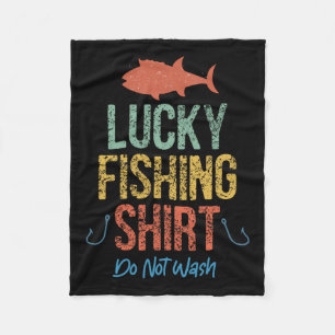 Lustiges Retro-Vintage-Glücksfischer-Shirt Nicht W Fleecedecke