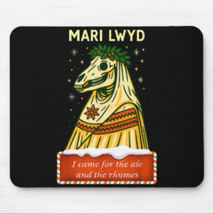 Lustiges Retro-Volkskunde-Skelettpferd Mari Lwyd Y Mousepad