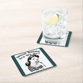 Lustiges Retro, welche Flasche wir eingeschaltet Rechteckiger Pappuntersetzer (Vor Ort)