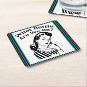 Lustiges Retro, welche Flasche wir eingeschaltet Rechteckiger Pappuntersetzer (angewinkelt)