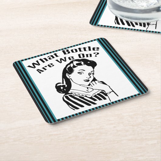 Lustiges Retro, welche Flasche wir eingeschaltet Rechteckiger Pappuntersetzer (angewinkelt)