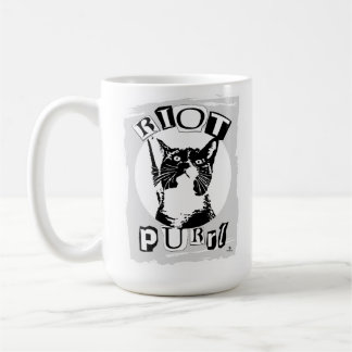 Lustiges Riot Purrul Mädchen Punk Katzen Design Kaffeetasse