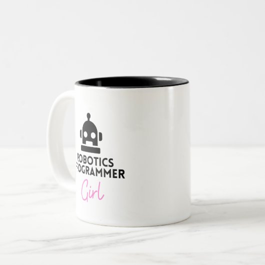 lustiges Robotics Programmer Girl Zweifarbige Tasse (Vorderseite Links)