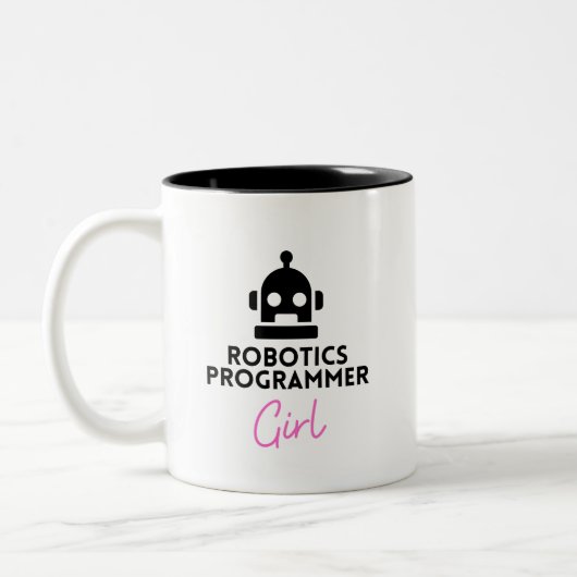 lustiges Robotics Programmer Girl Zweifarbige Tasse (Links)