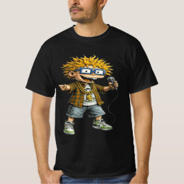 Lustiges Rockstar-Cartoon-Charakter-Grafik-T-Shirt T-Shirt