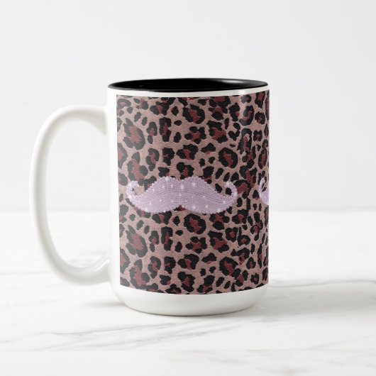 Lustiges rosa Bling Schnurrbart-und Zweifarbige Tasse (Links)