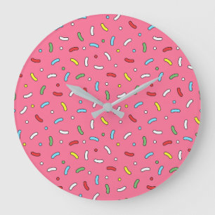 Lustiges Rosa Candy Streusel Muster Große Wanduhr