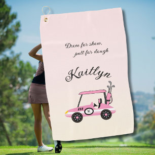 Lustiges rosa Golfwagen-Rennwagen-Monogramm-Name-H Golfhandtuch