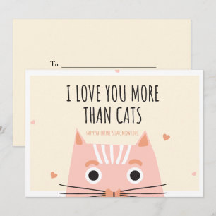 Lustiges Rosa Ich liebe dich mehr als Katzen Valen Feiertagskarte
