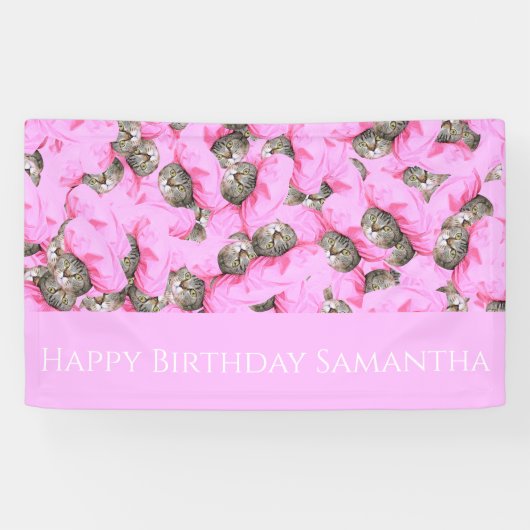 Lustiges Rosa-Katzen-Muster  Banner (Horizontal)