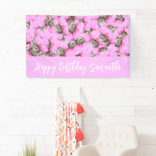 Lustiges Rosa Katzenmuster Banner