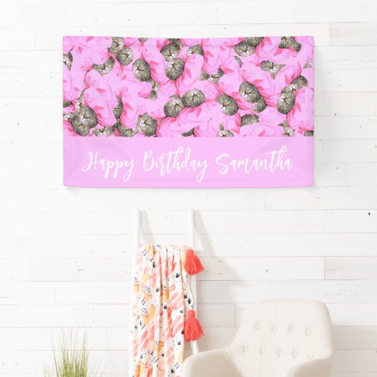 Lustiges Rosa Katzenmuster Banner (Insitu)