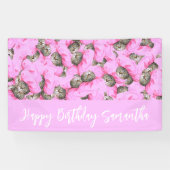 Lustiges Rosa Katzenmuster Banner (Horizontal)