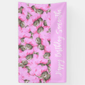 Lustiges Rosa Katzenmuster Banner (Vertikal)