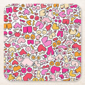 lustiges Rosa Rechteckiger Pappuntersetzer (Vorderseite)