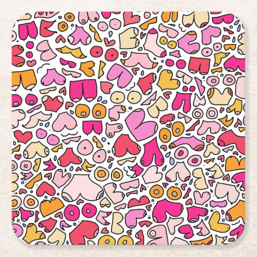 lustiges Rosa Rechteckiger Pappuntersetzer (Vorderseite)