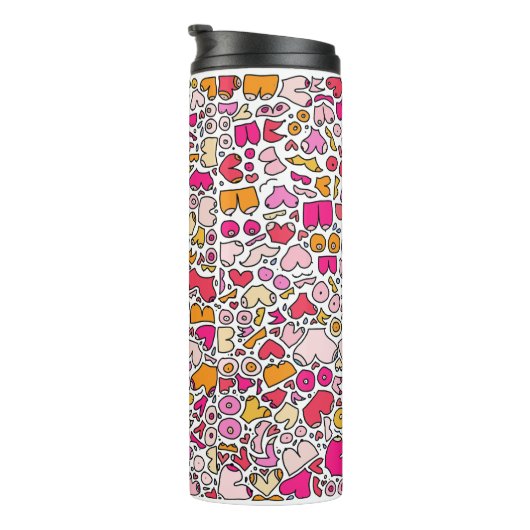 lustiges Rosa Thermosbecher (Nach rechts gedreht)