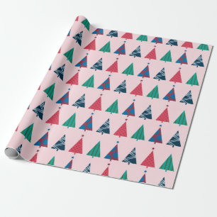 Lustiges rosa Weihnachtsbaum-Muster Urlaub Geschenkpapier