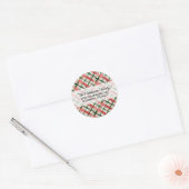 Lustiges Rot Grün Kariertes Weihnachts-Script Benu Runder Aufkleber (Umschlag)