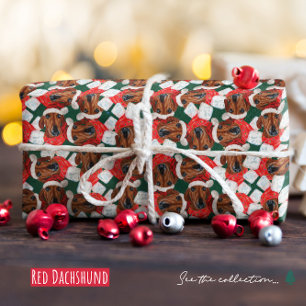 Lustiges rotes Dachshund-Weihnachtsmuster Geschenkpapier