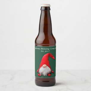 Lustiges rotes Gnome-Weihnachten Bierflaschenetikett