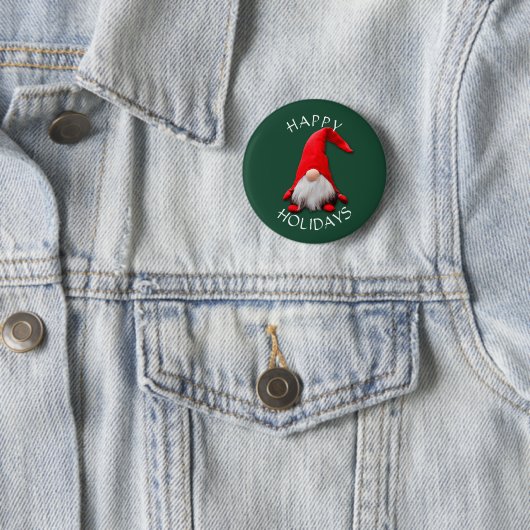 Lustiges rotes Gnome-Weihnachten Button (Beispiel)