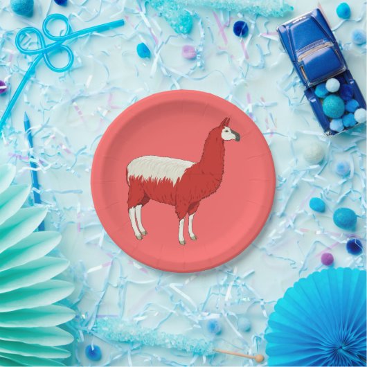Lustiges rotes Lama Pappteller (Party)