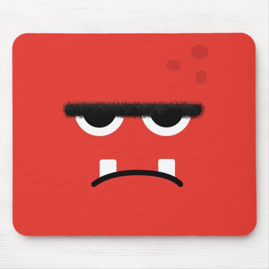Lustiges rotes Monster-Gesicht Mousepad (Vorne)