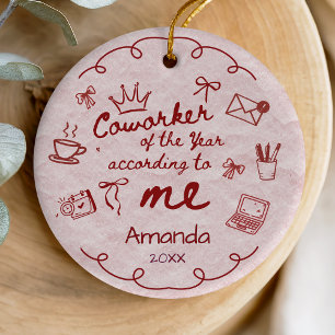 Lustiges rotes rosa Doodle-Handschrift-Kollegen-Zi Keramik Ornament