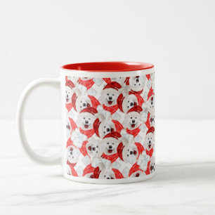 Lustiges Samojeden-Weihnachtsmuster Zweifarbige Tasse