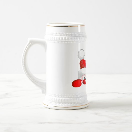 Lustiges Sankt- und Ren-Cartoon-Bier Stein Bierglas (Links)