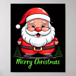 Lustiges Santa-Claus-Gesicht Frohe Weihnachten Vin Poster