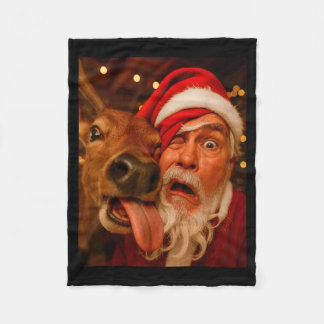 Lustiges Santa-Selfie Rentier Männer Frauen Kinder Fleecedecke