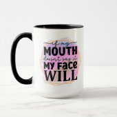 Lustiges Sarkasmus-Gesicht Wortkunst  Tasse (Links)