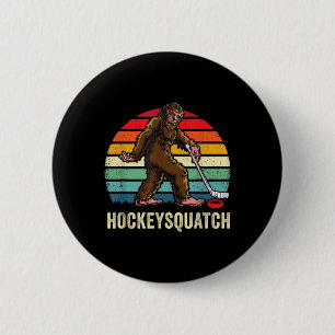 Lustiges Sasquatch-Liebhaber-Eishockey-Team-Spiele Button