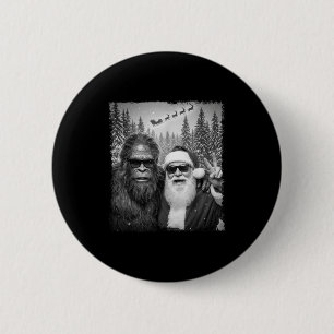 Lustiges Sasquatch-Meme Cooles Selfie mit Santa Ch Button