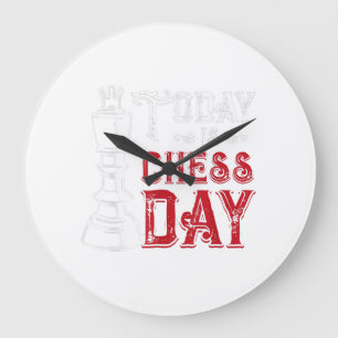 Lustiges Schach-König-Rochade-Design Große Wanduhr