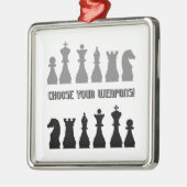 lustiges Schach Silbernes Ornament (Links)