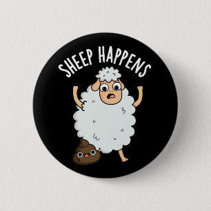 Lustiges Schaf Happens Furz Witz Dunkler Hintergru Button