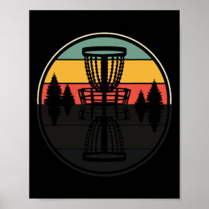 Lustiges Schattendesign Vintage Retro Disc Golf Fr Poster