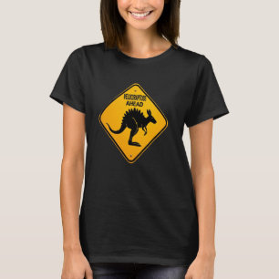 Lustiges Schild Velociraptors Voraus Känguru Dinos T-Shirt
