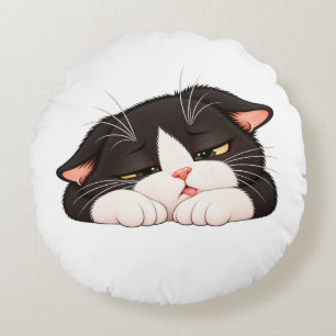 Lustiges Schlafendes Smoking-Katze Rundes Kissen –