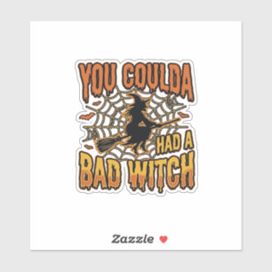 Lustiges schlechtes Hexen-Halloween-Vintage-Stichd Aufkleber